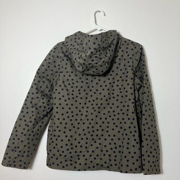 Boden Jacket Sz 4 Olive Green 100% Cotton Full Zip Polkadot Spring Jacket Hood - Picture 4 of 6